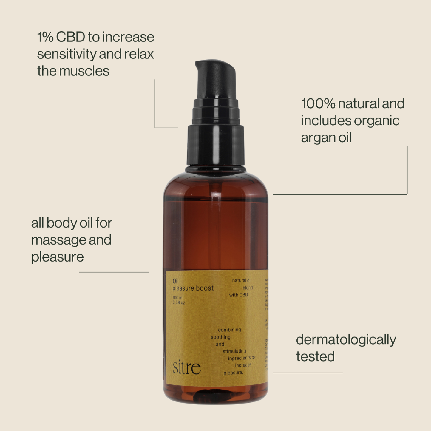 Pleasure boost sex oil | Massage oil and lube in 1 | 100 ml