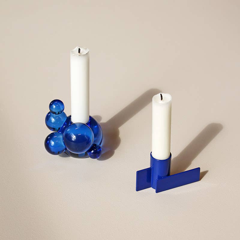 Bubble candle holder, blue