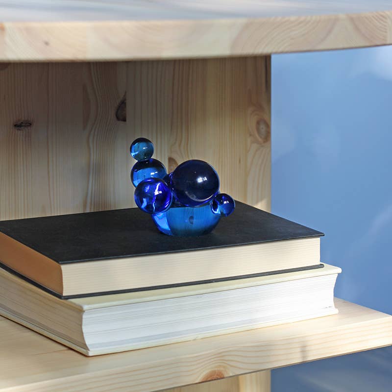 Bubble candle holder, blue