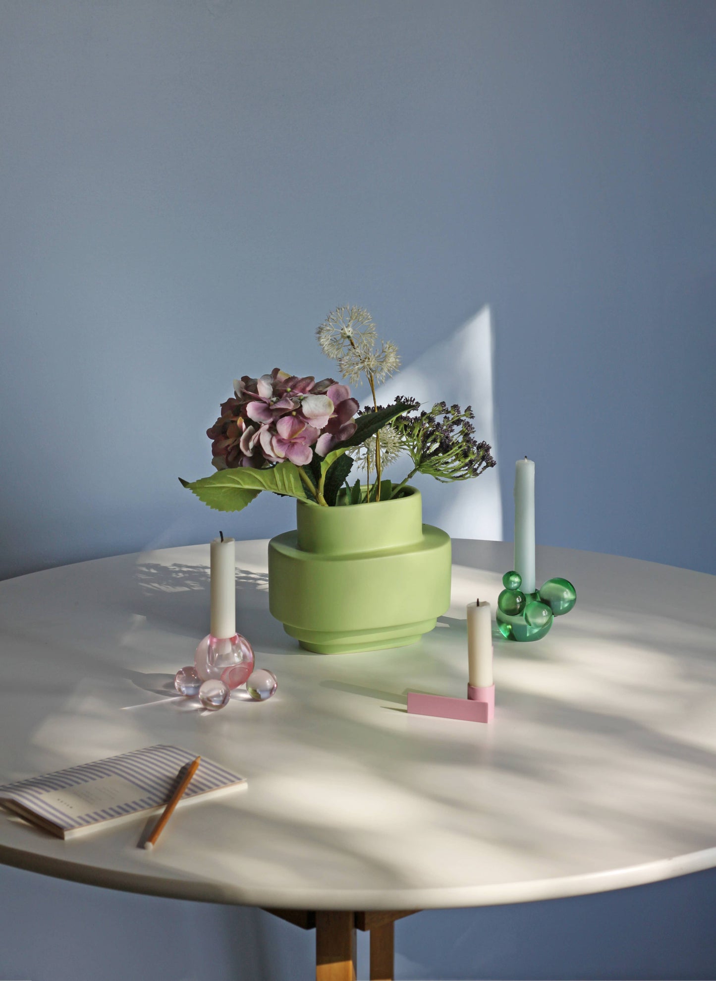 Bubble candle holder, green