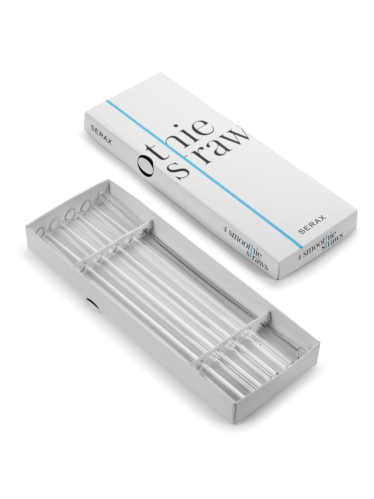 GLASS SMOOTHIE STRAW SET/4 + BRUSH