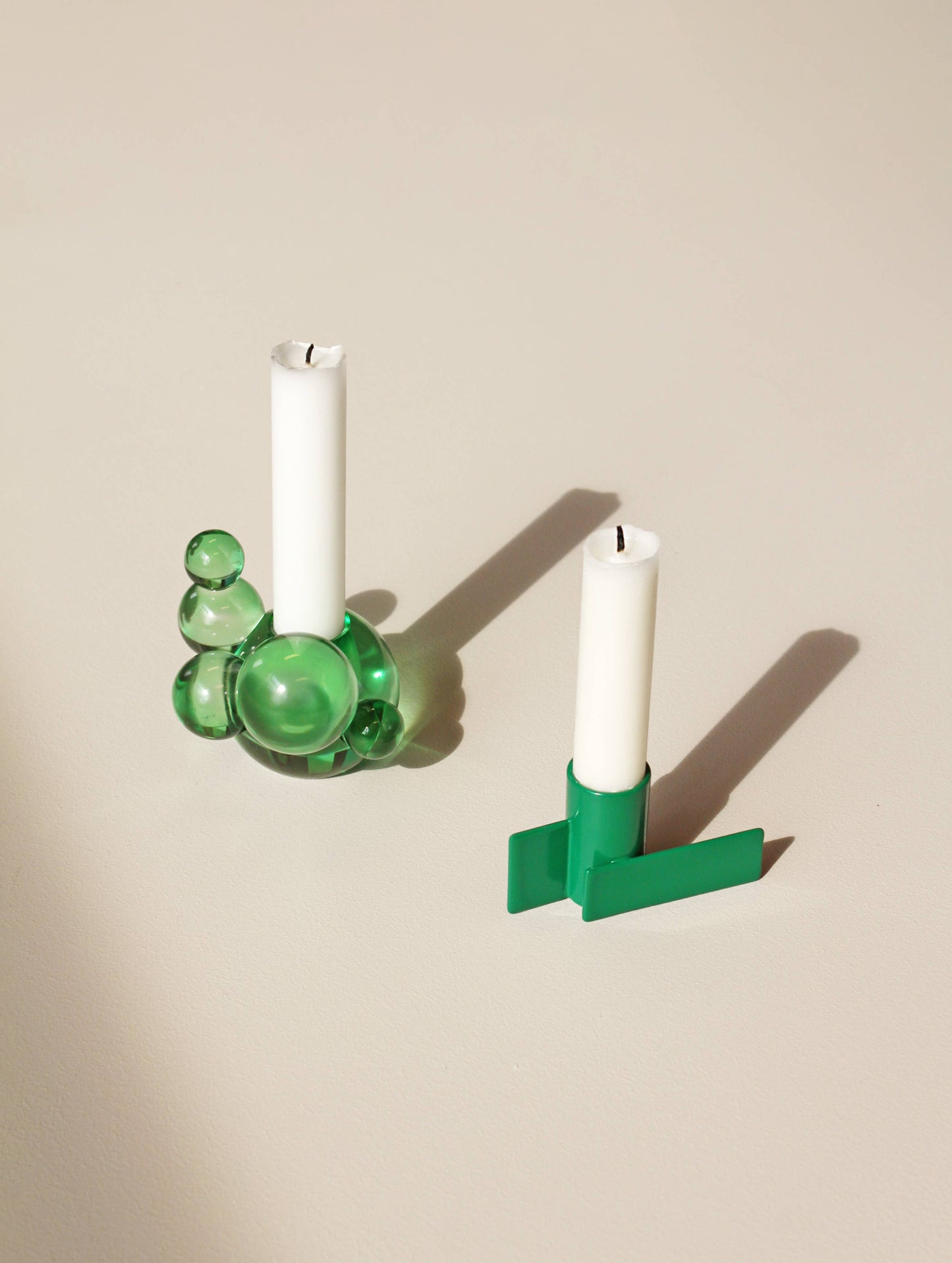 Bubble candle holder, green