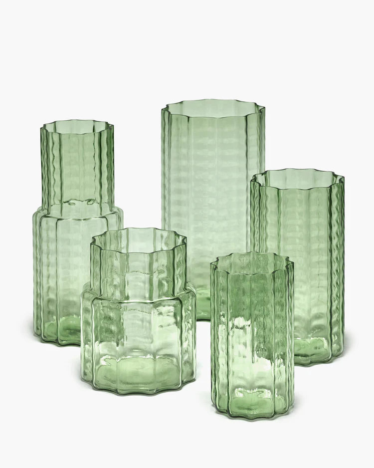 Vase No.2 Green Transparent Waves