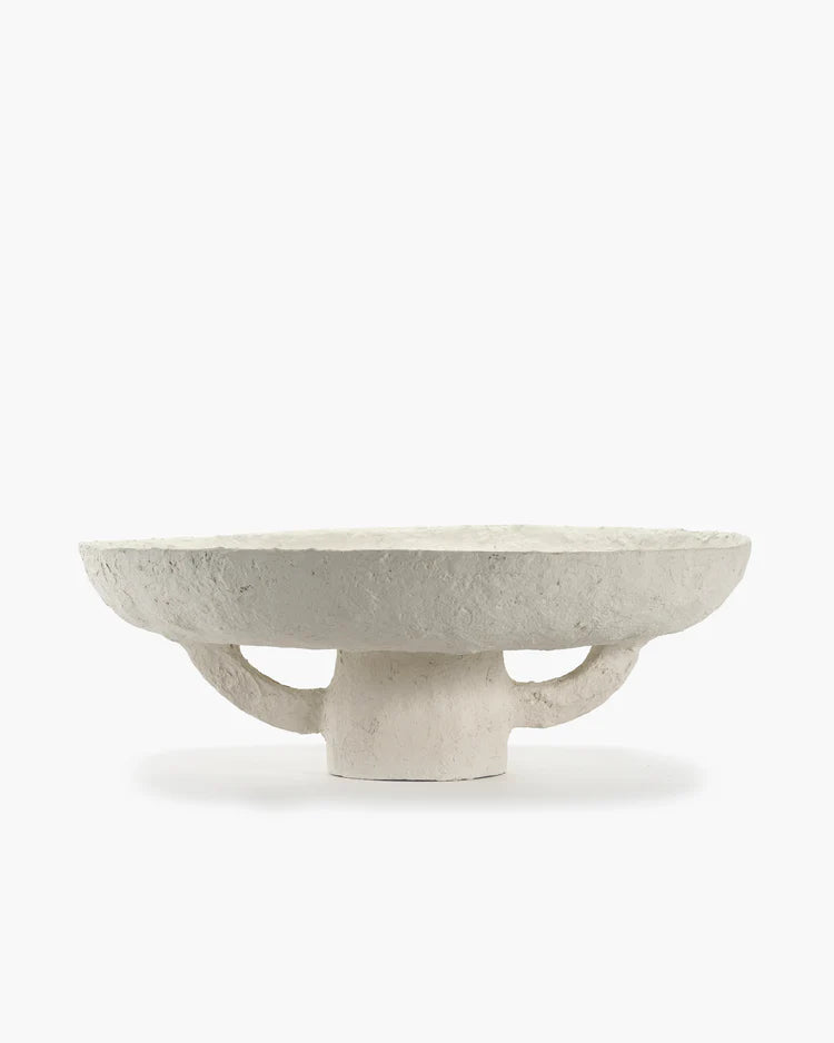 Earth Bowl L white paper mache