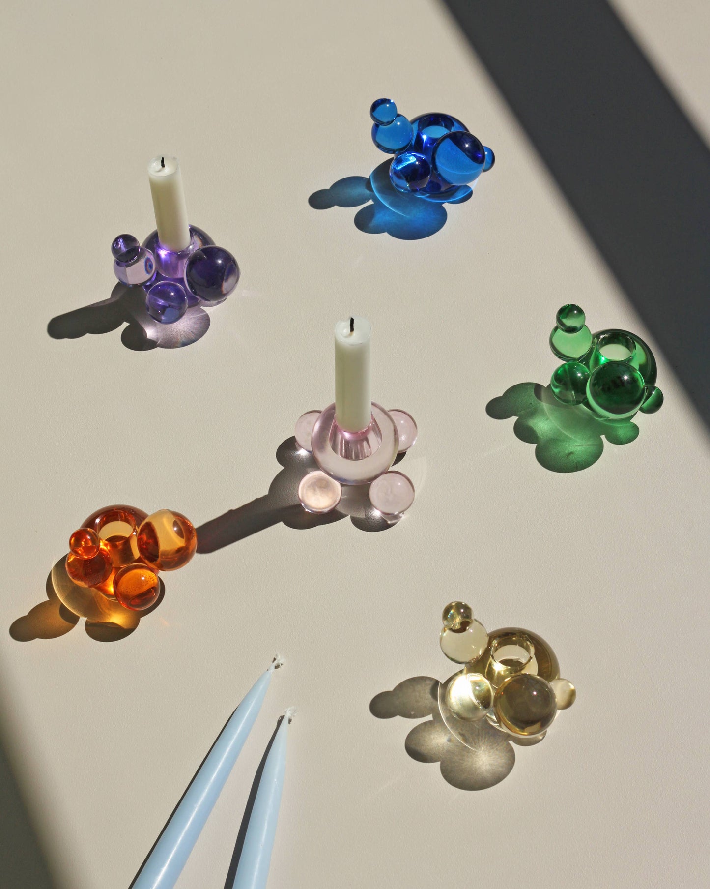 Bubble candle holder, green