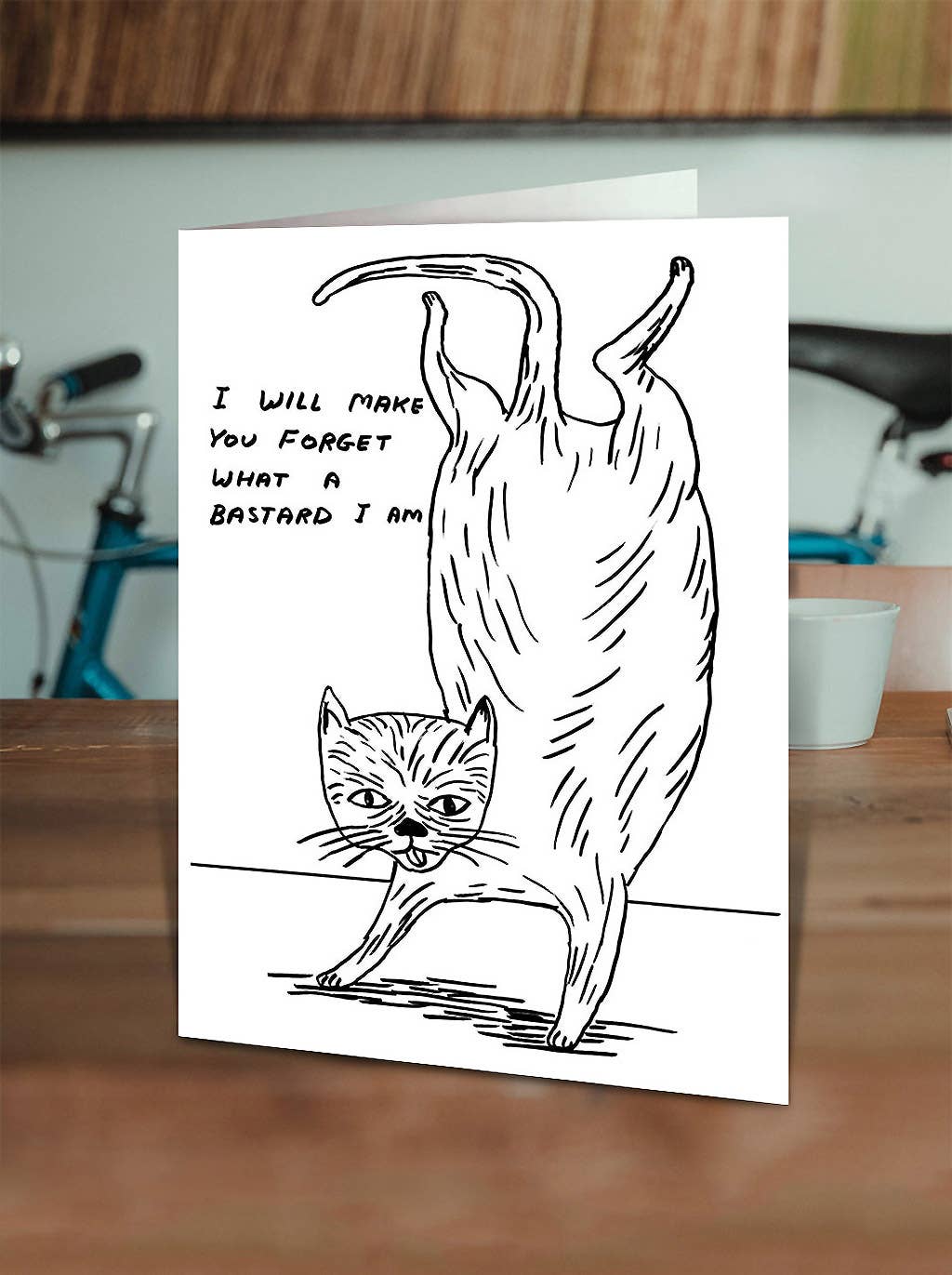 Funny Greetings Card By David Shrigley - Bastard Cat