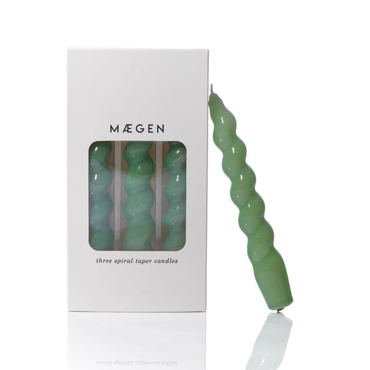 MÆGEN Spiral Taper Candles - 3 Pack - Sage