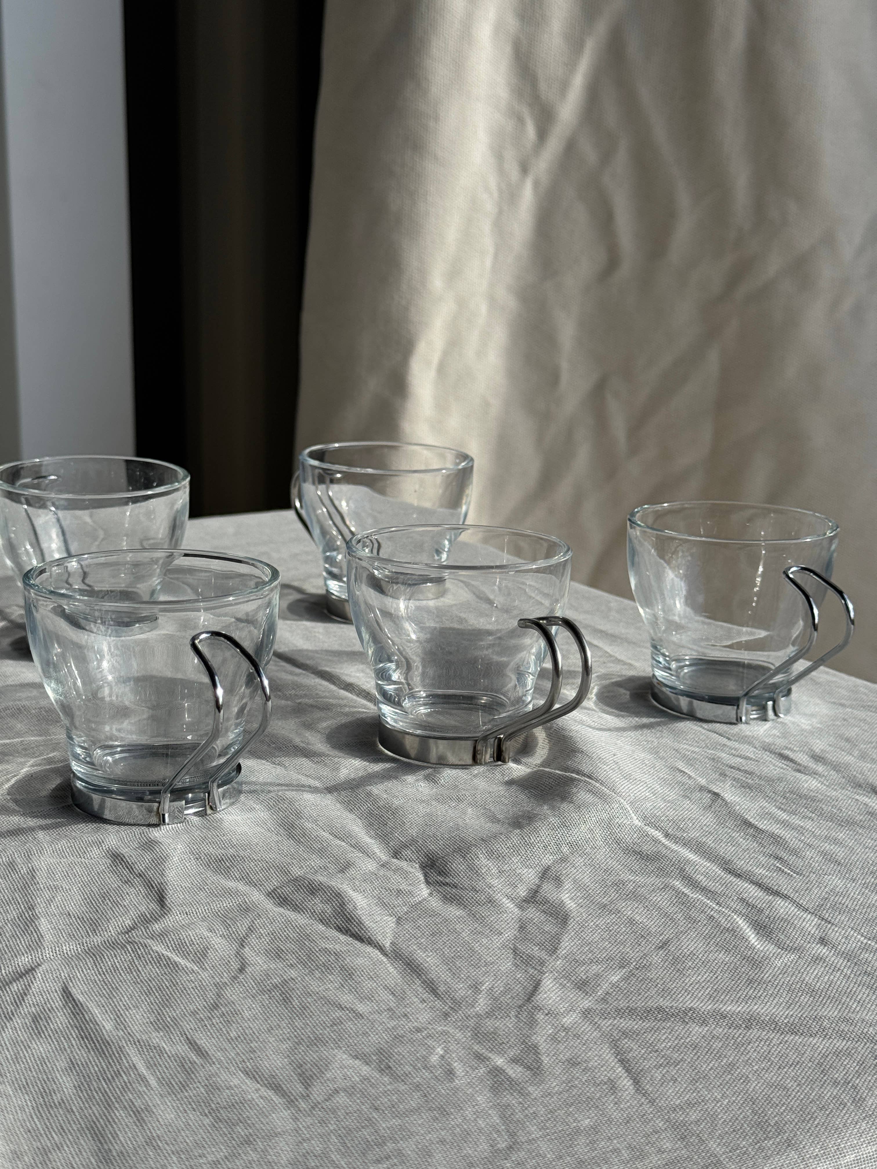 Set of 9 vintage Italian cups with metal handles