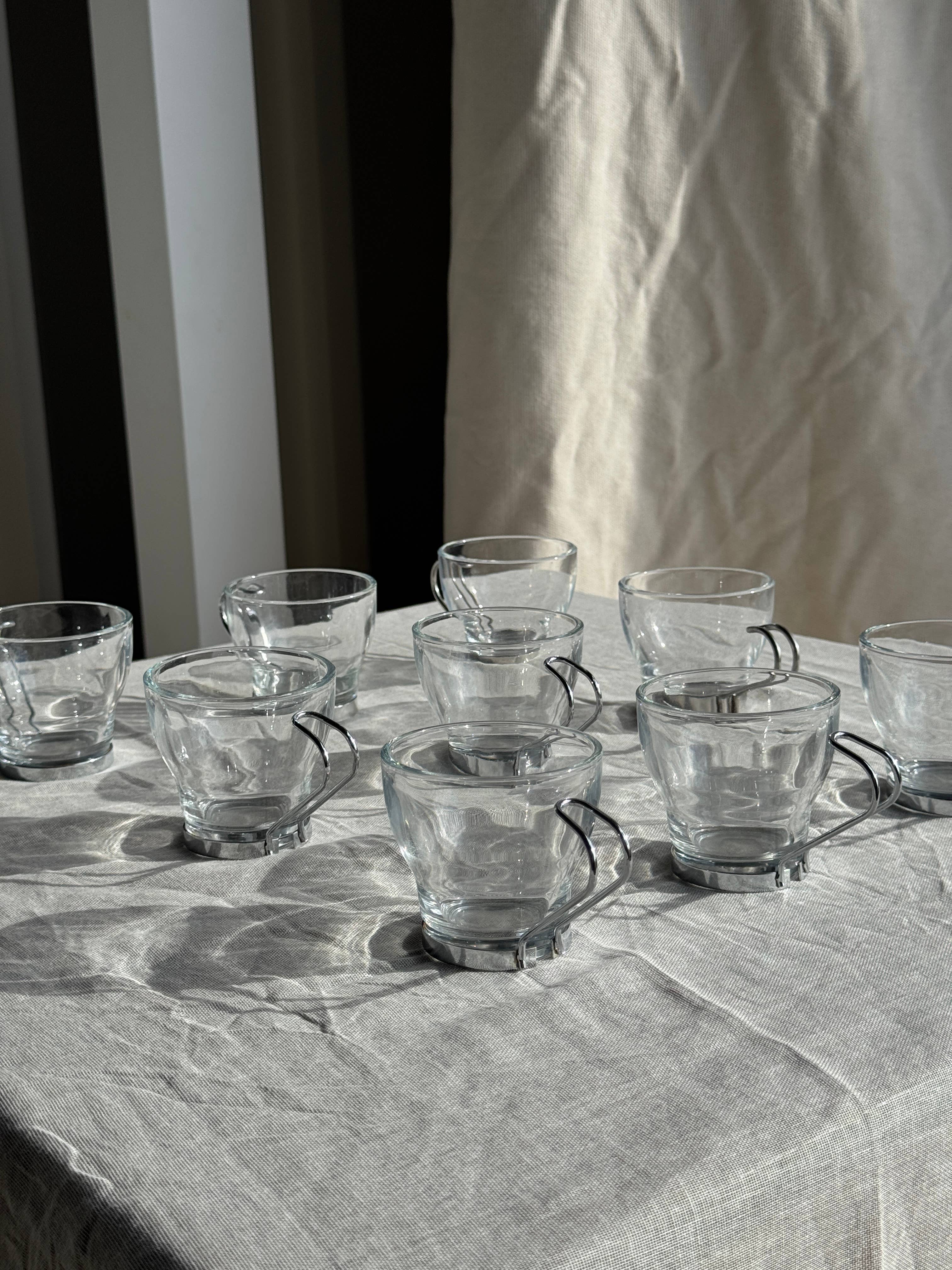 Set of 9 vintage Italian cups with metal handles