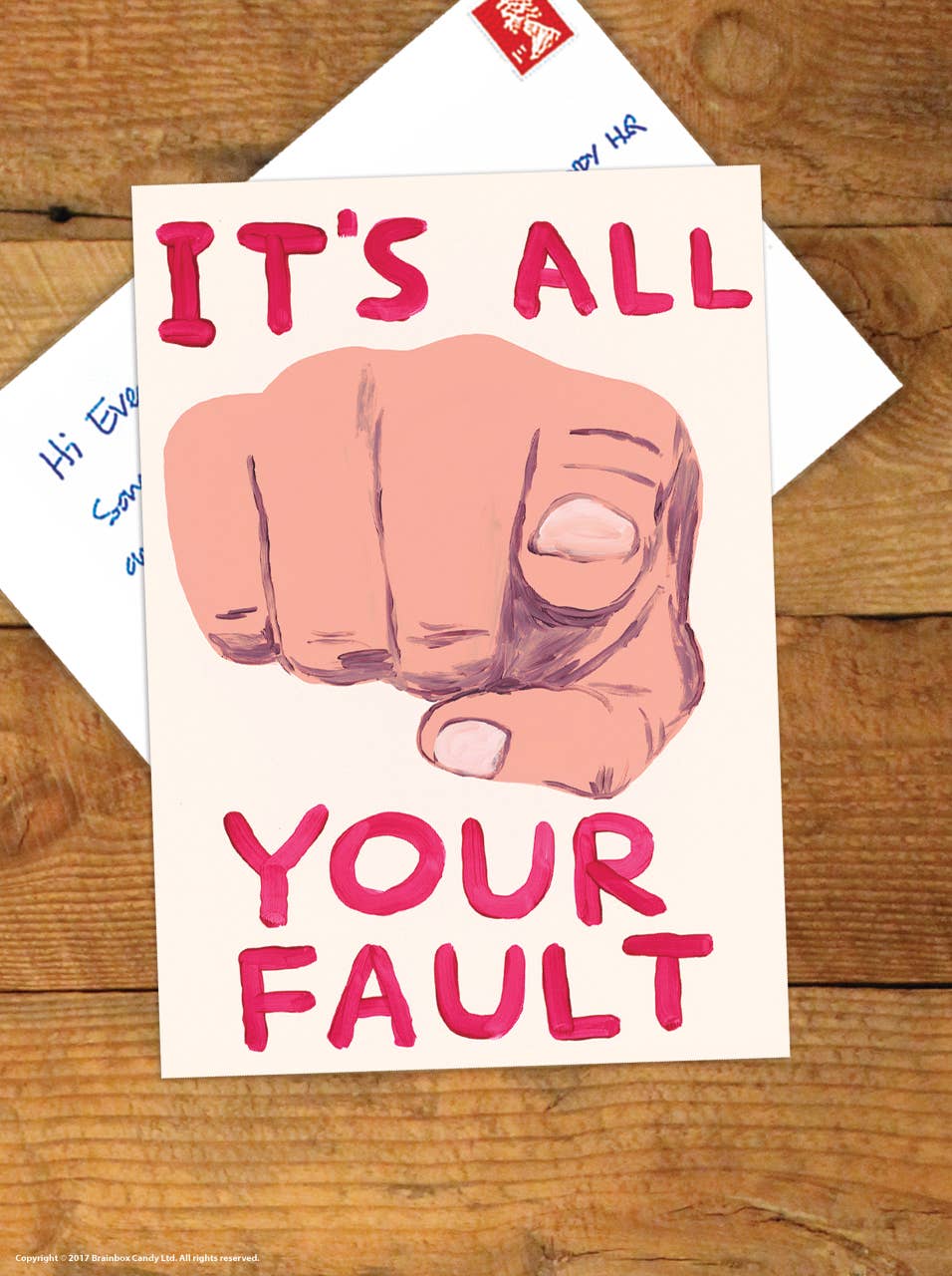 Funny A6 Art Postcard By David Shrigley - All Your Fault