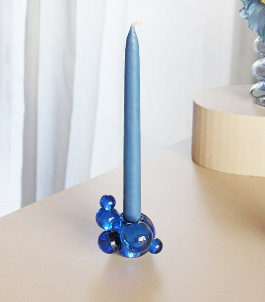 Bubble candle holder, blue