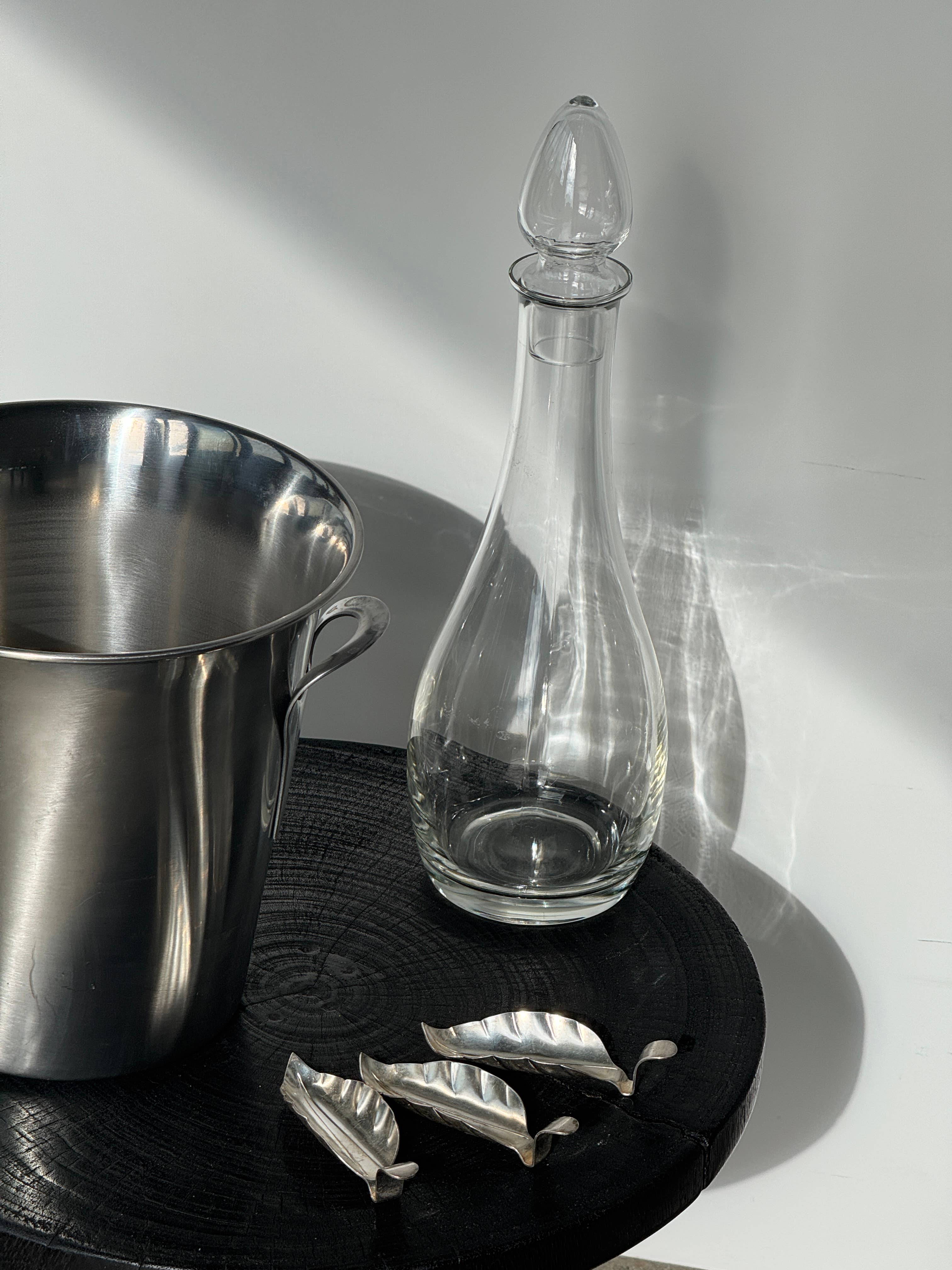 Guy Degrenne champagne bucket with Art Nouveau-style handles, stainless steel