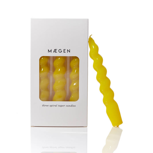 MÆGEN Spiral Taper Candles - 3 Pack - Yellow