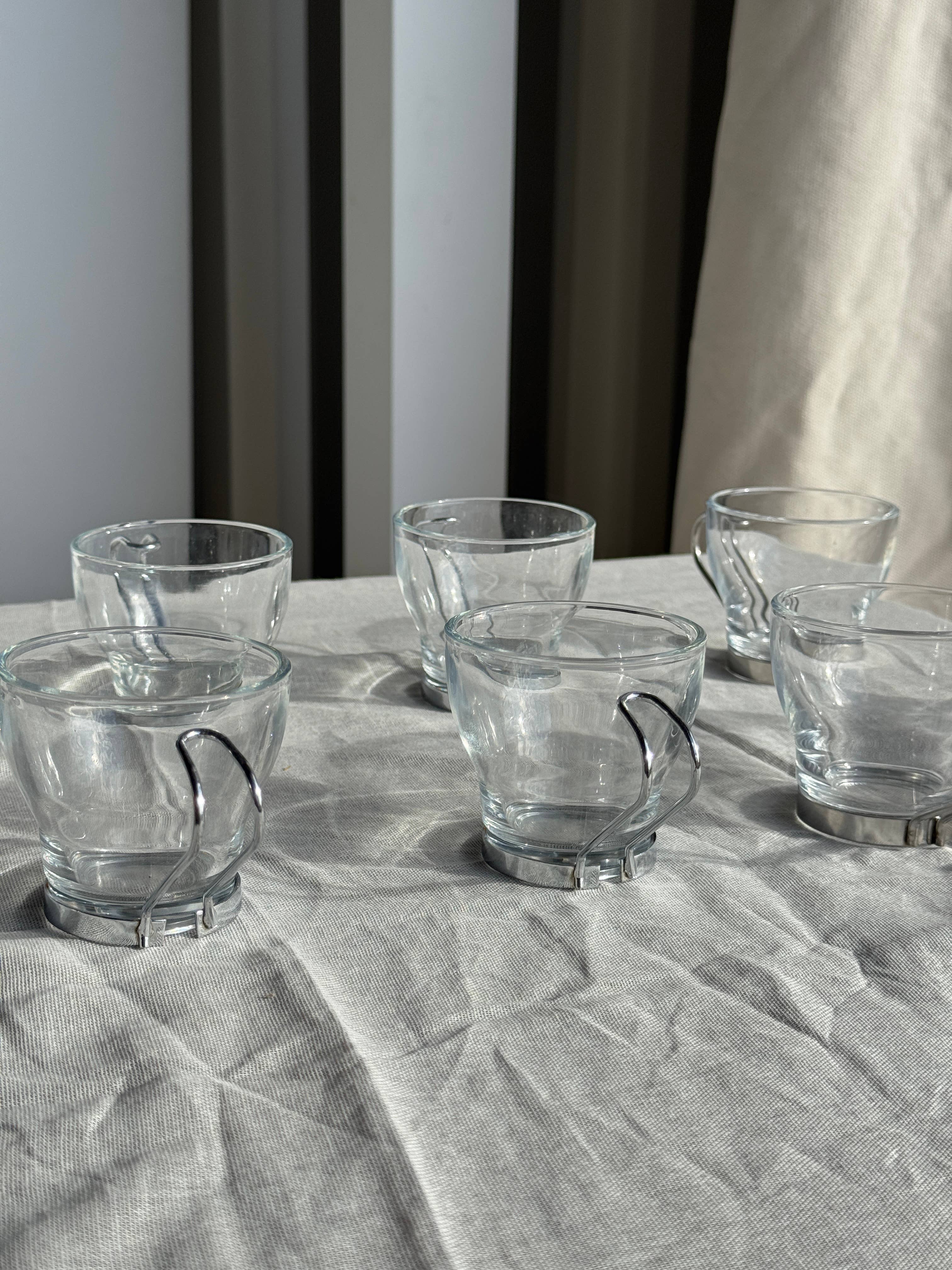 Set of 9 vintage Italian cups with metal handles