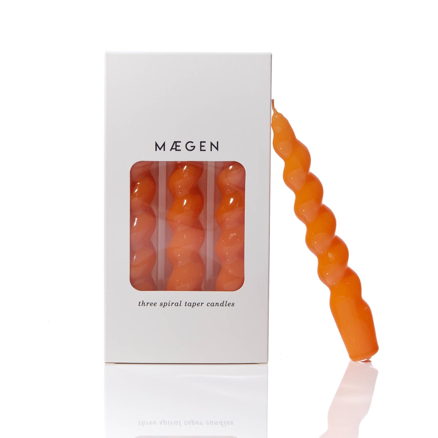 MÆGEN Spiral Taper Candles - 3 Pack - Tangerine