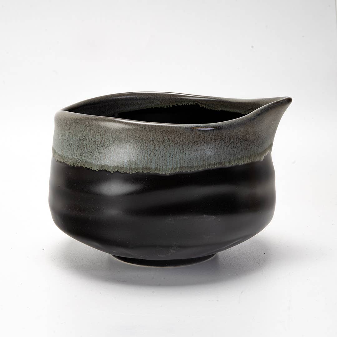 Matcha Set 20oz Porcelain Latte Bowl with Whisk and Scoop Gray Black (1/16)