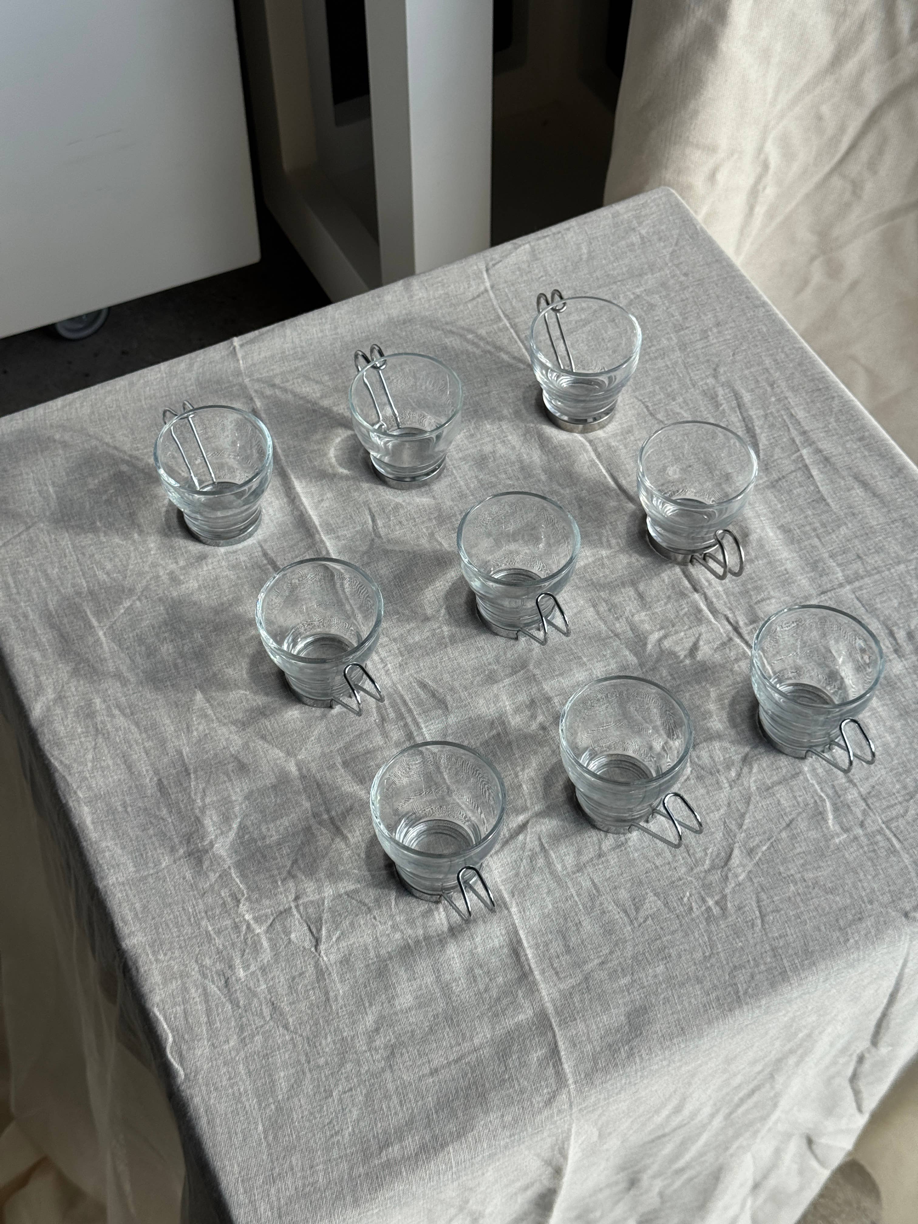 Set of 9 vintage Italian cups with metal handles