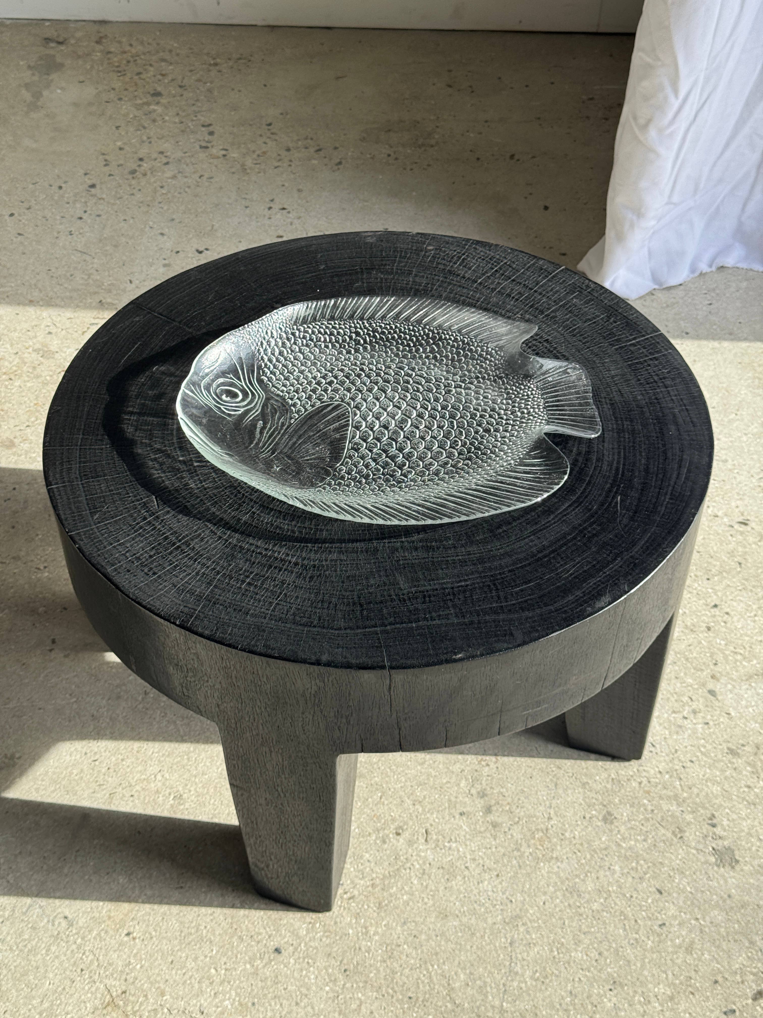 Large fish platter, transparent glass, vintage Arcoroc, L38.5