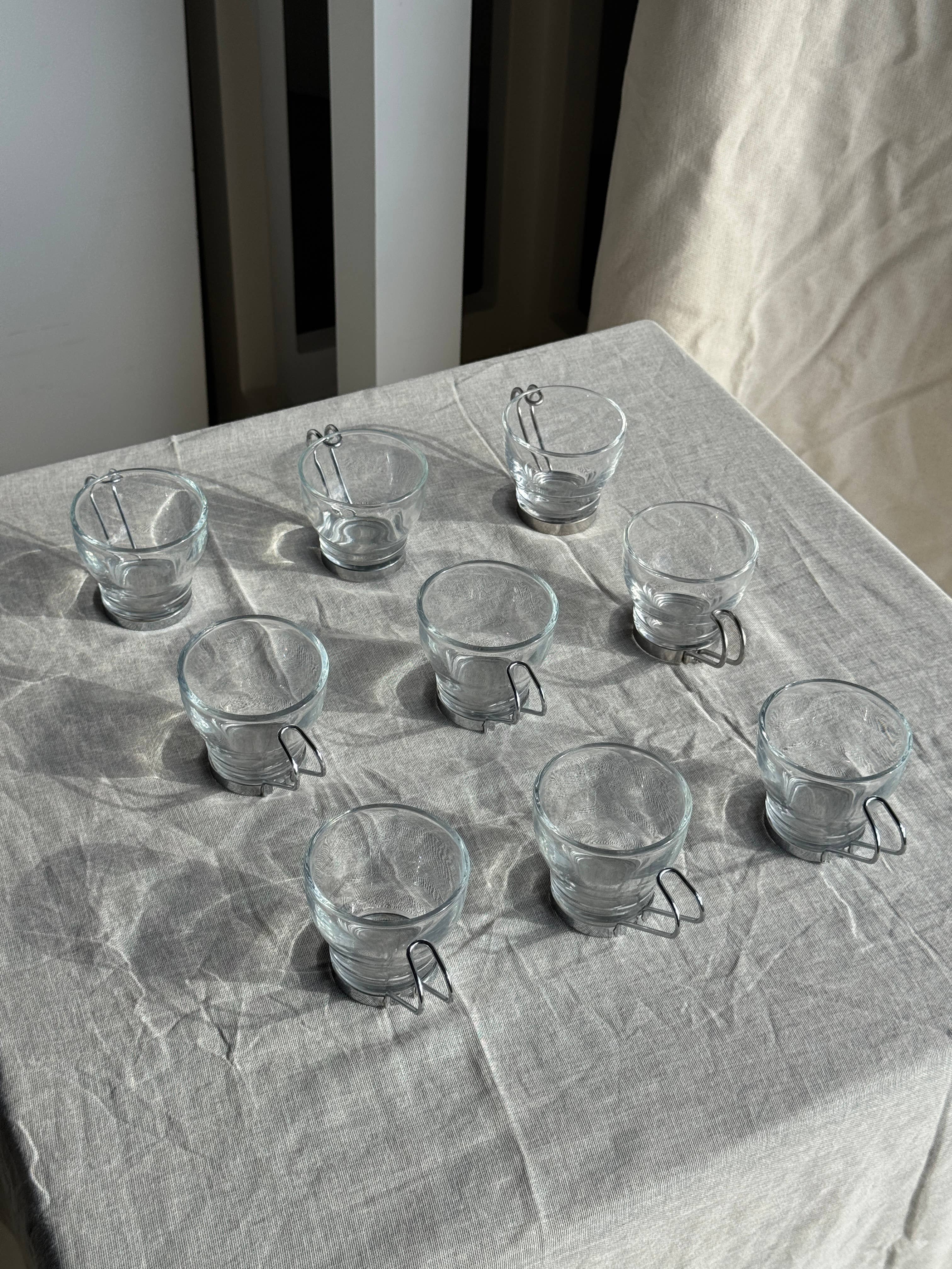 Set of 9 vintage Italian cups with metal handles