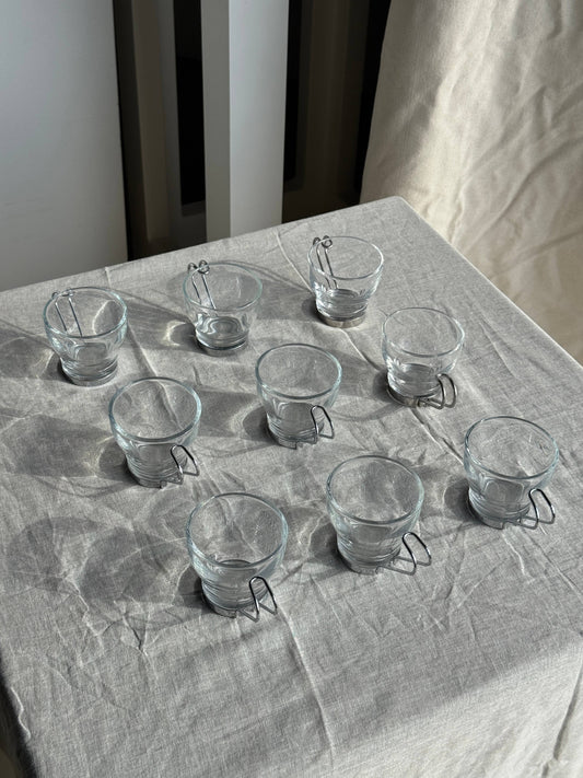Set of 9 vintage Italian cups with metal handles