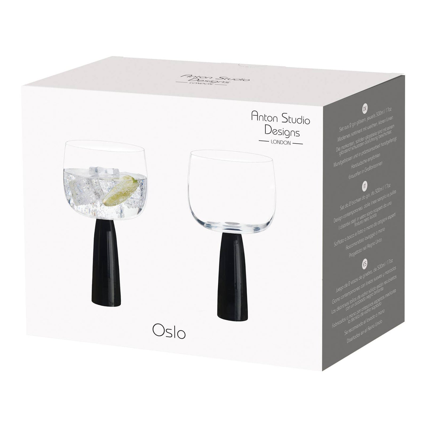 Set of 2 Oslo Gin Glasses Black