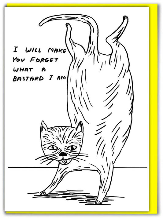 Funny Greetings Card By David Shrigley - Bastard Cat