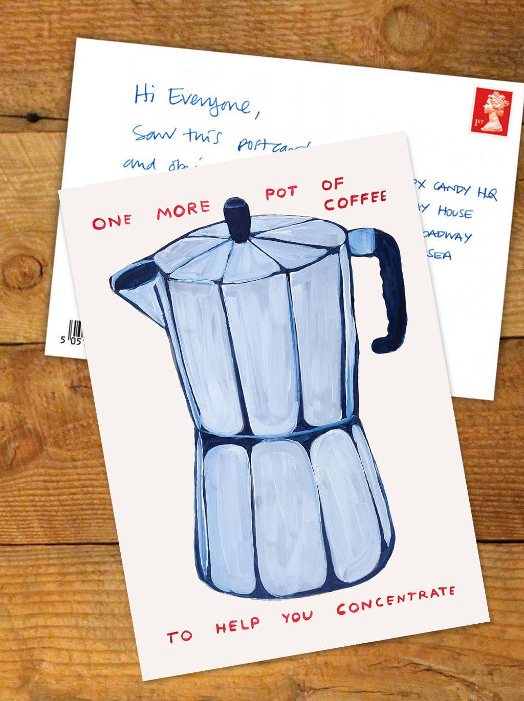 Funny A6 Art Postcard By David Shrigley - Pot Of Coffee