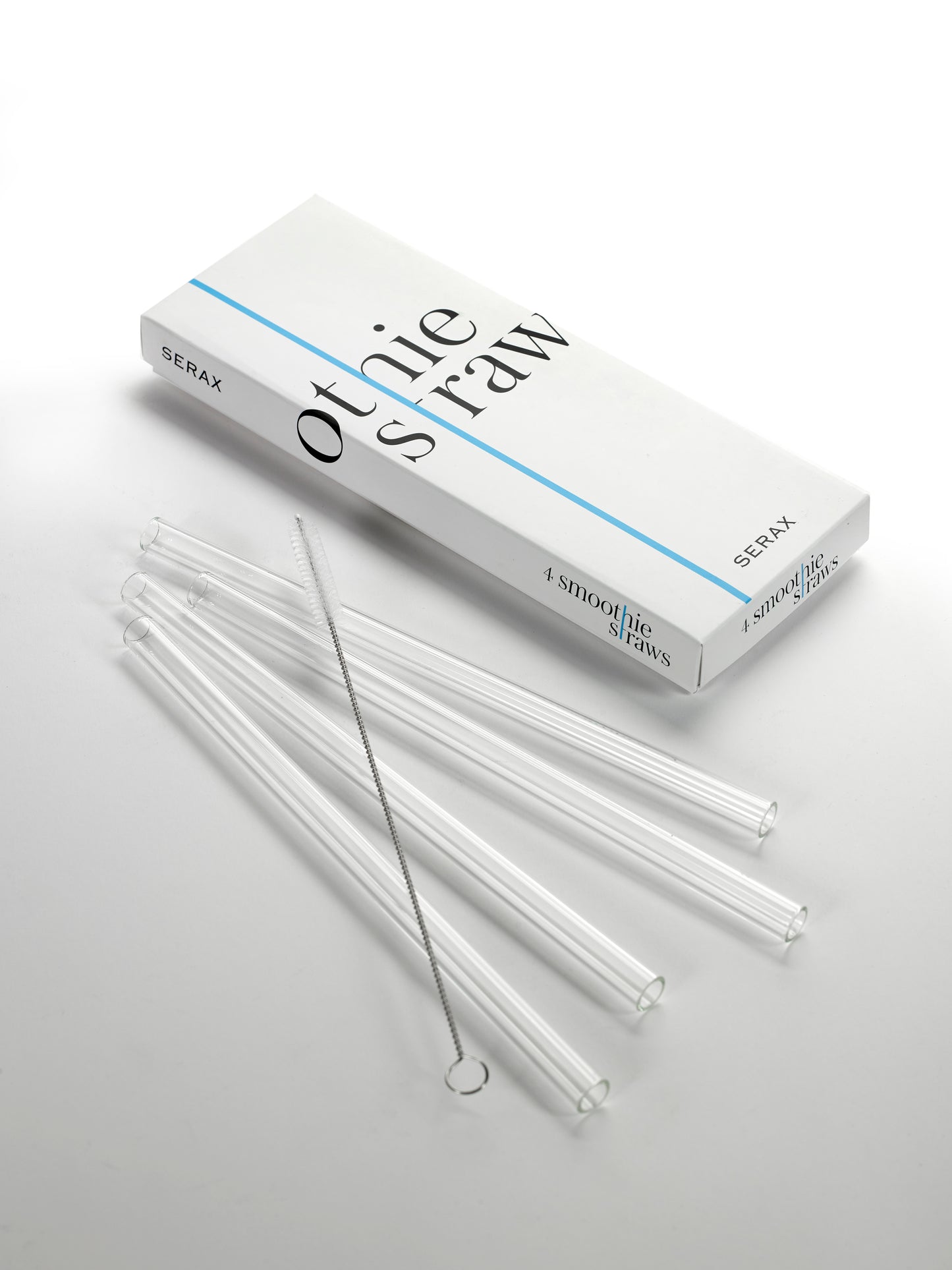 GLASS SMOOTHIE STRAW SET/4 + BRUSH