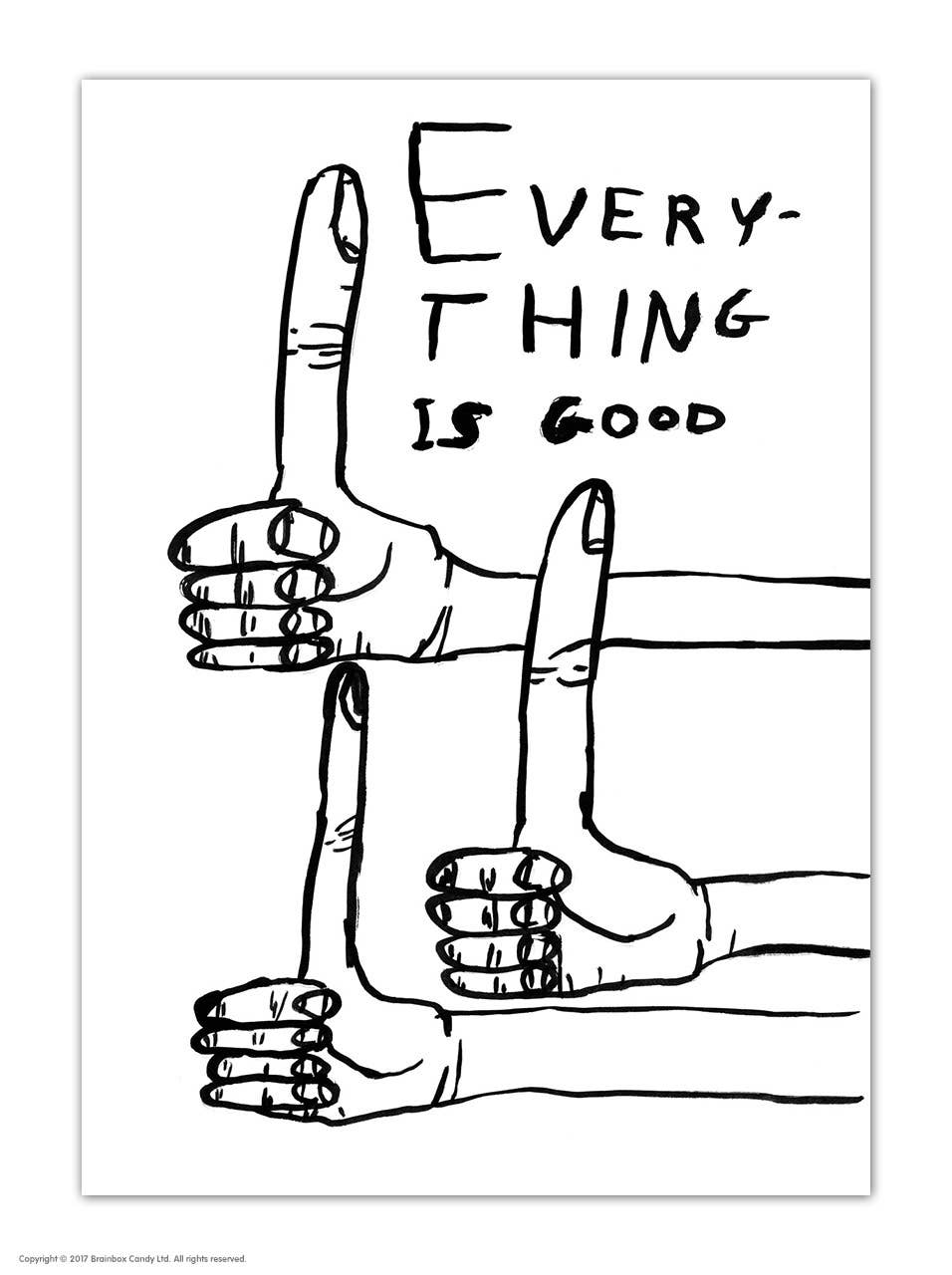 Funny A6 Art Postcard By David Shrigley - Everything Is Good