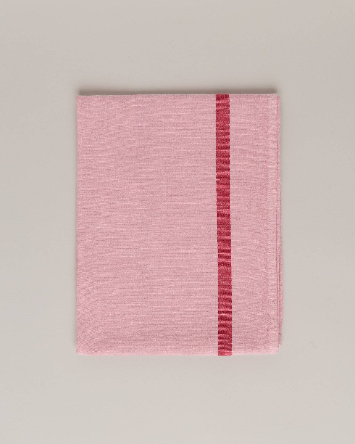 Linen-cotton tea towel: Chalk / Pink and red stripes