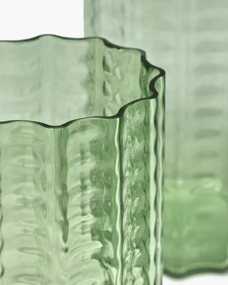 Vase No.2 Green Transparent Waves