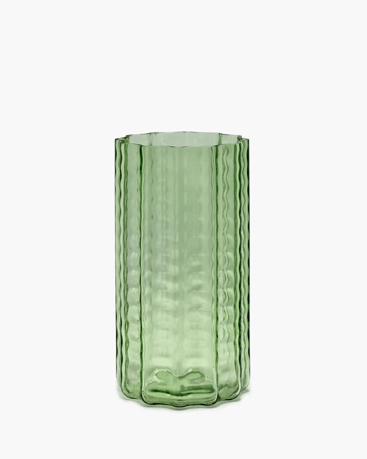 Vase No.2 Green Transparent Waves