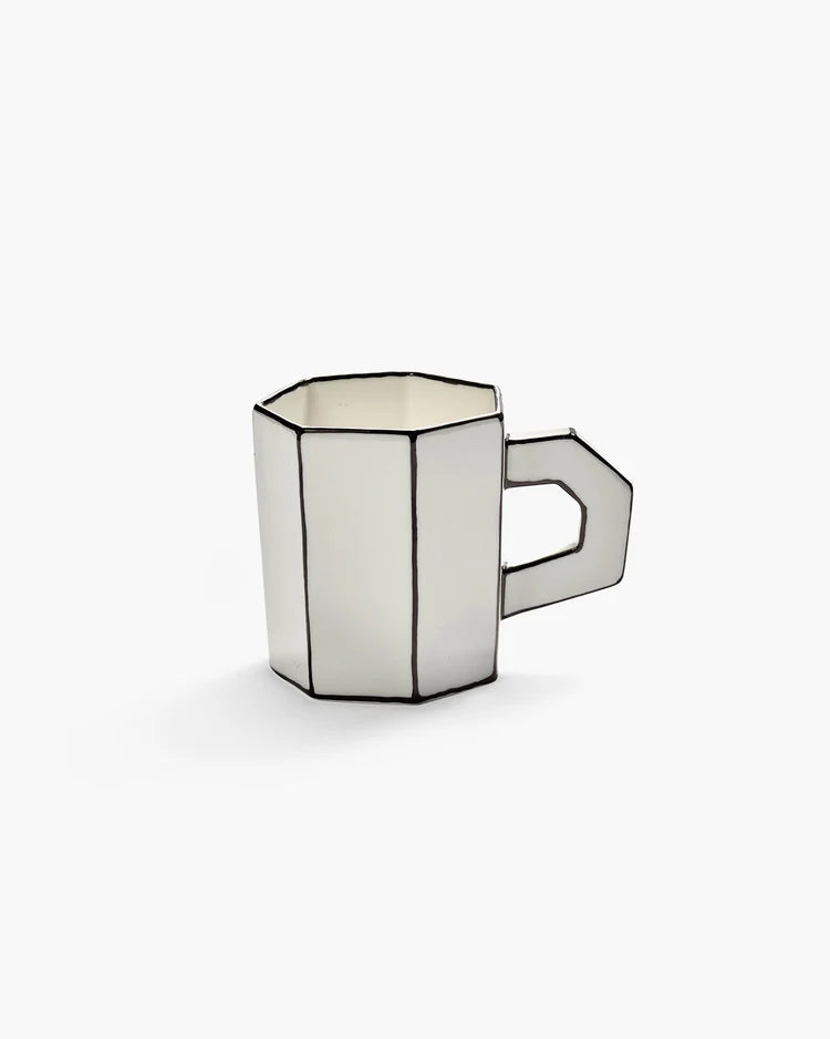 Set of two tea cups white - black Carte Blanche