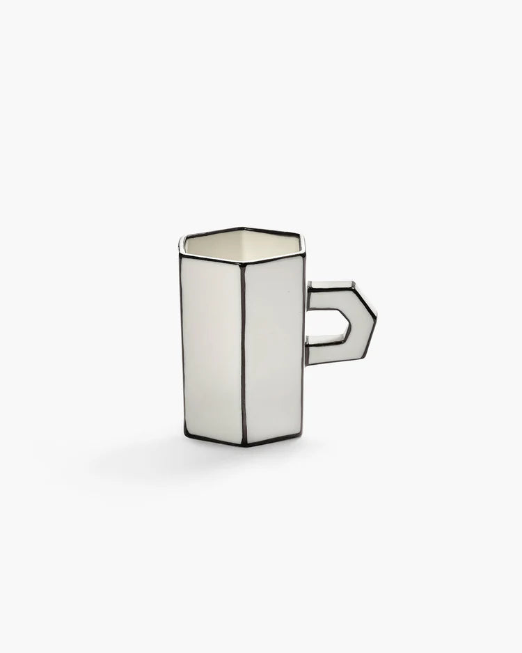 Set of two Double espresso glasses  white - black Carte Blanche