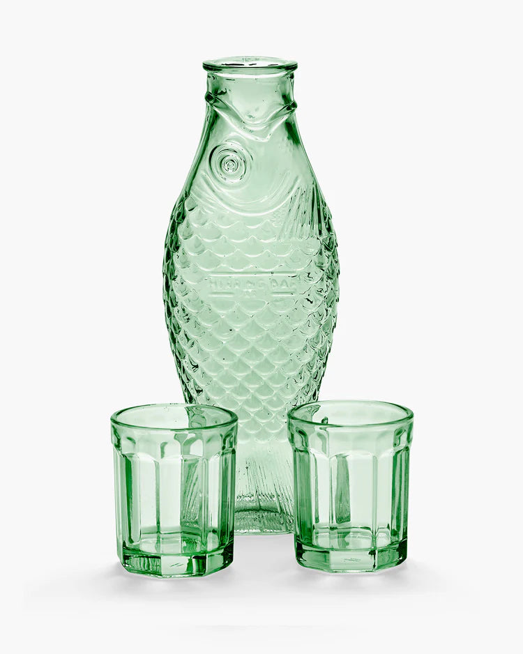 Carafe with 2 glasses M green Fish & Fish