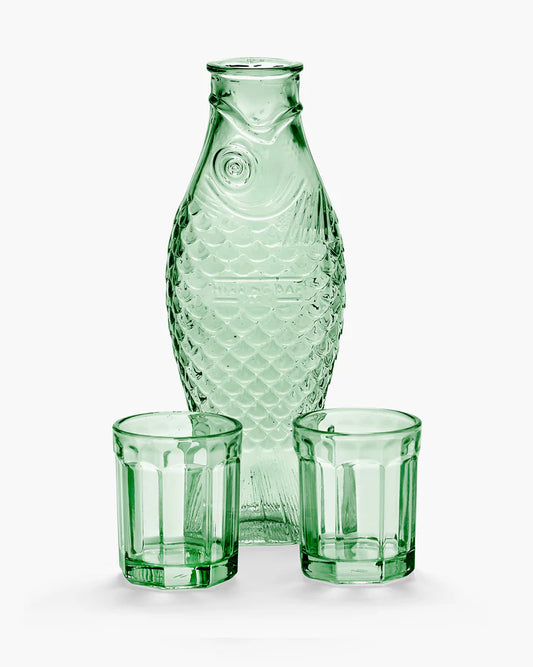 Carafe with 2 glasses M green Fish & Fish