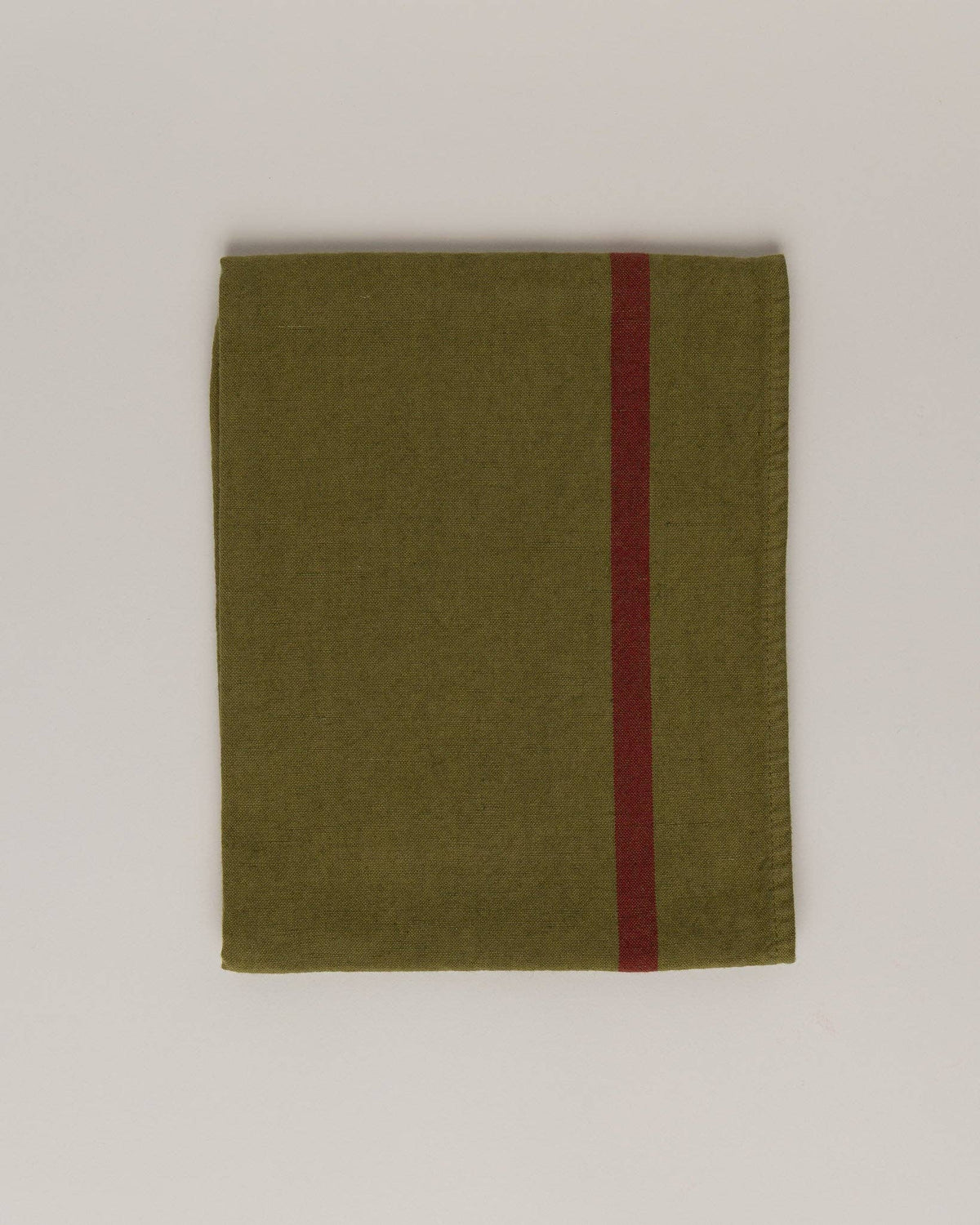 Linen-cotton tea towel: Chalk / Pink and red stripes