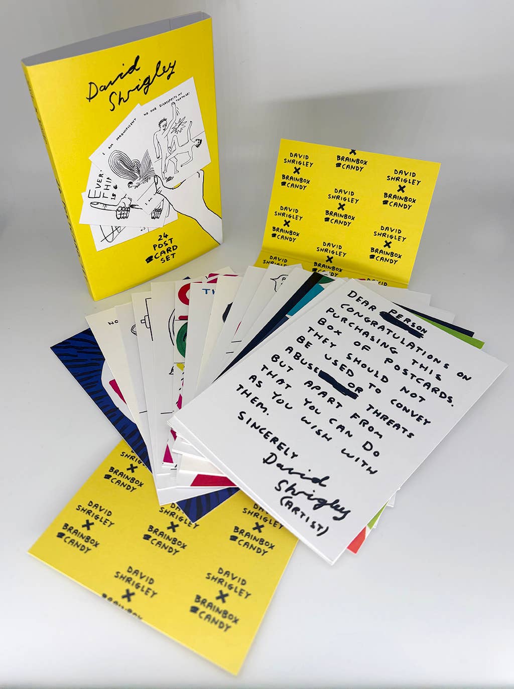 Funny Gift - 24 x David Shrigley Postcards Boxed (Set 1)