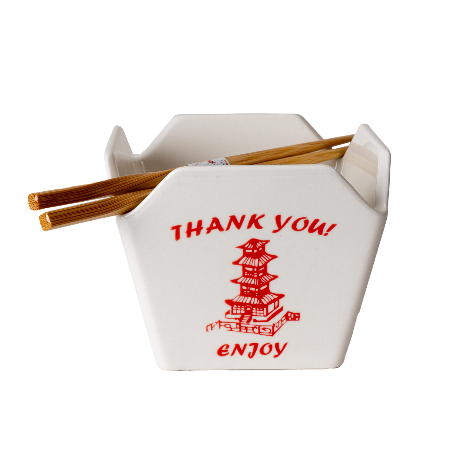 16oz 5"W x 4"H Takeout Box Serving Bowl With Chopsticks Pagoda (1/24)