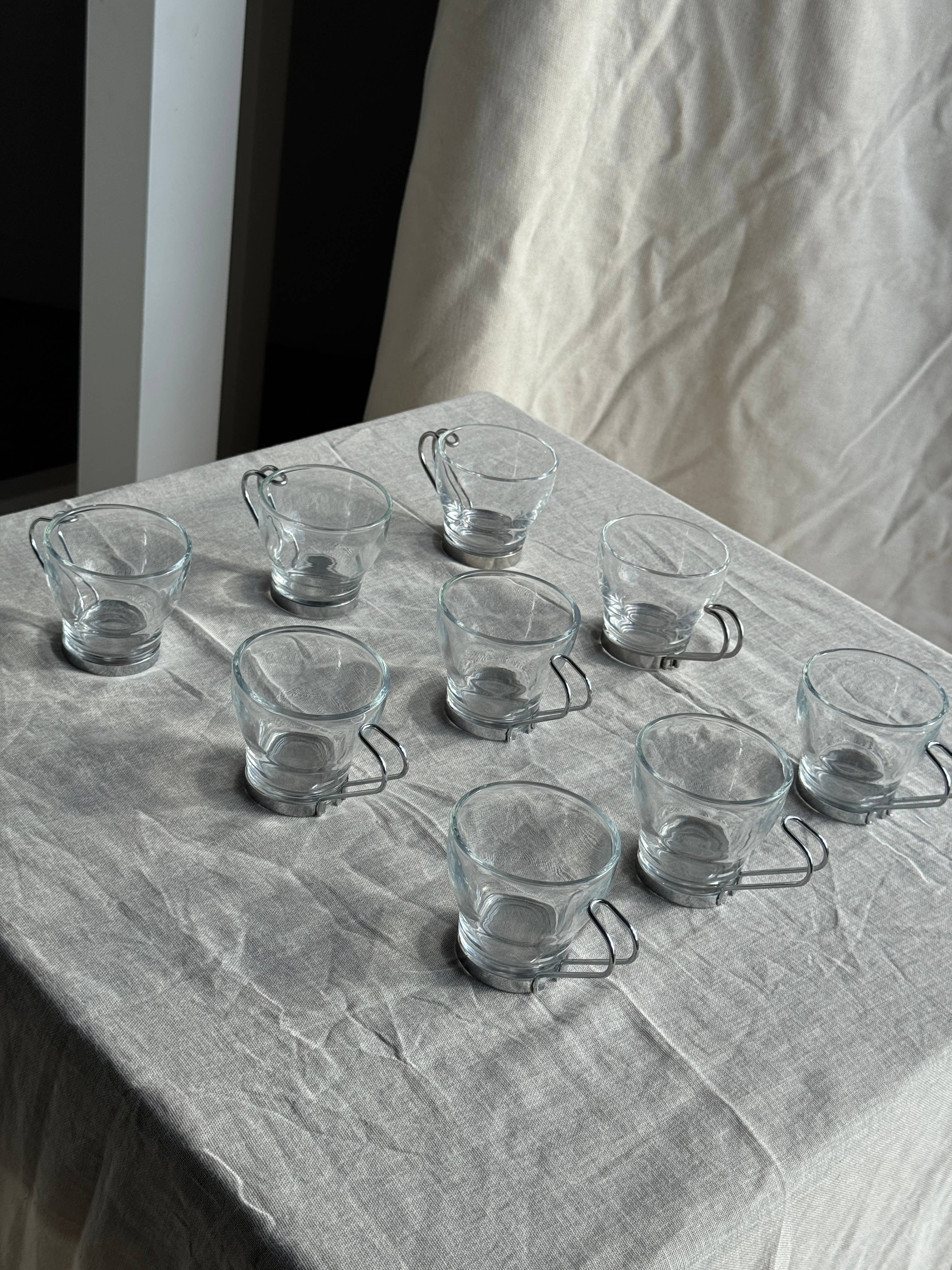 Set of 9 vintage Italian cups with metal handles